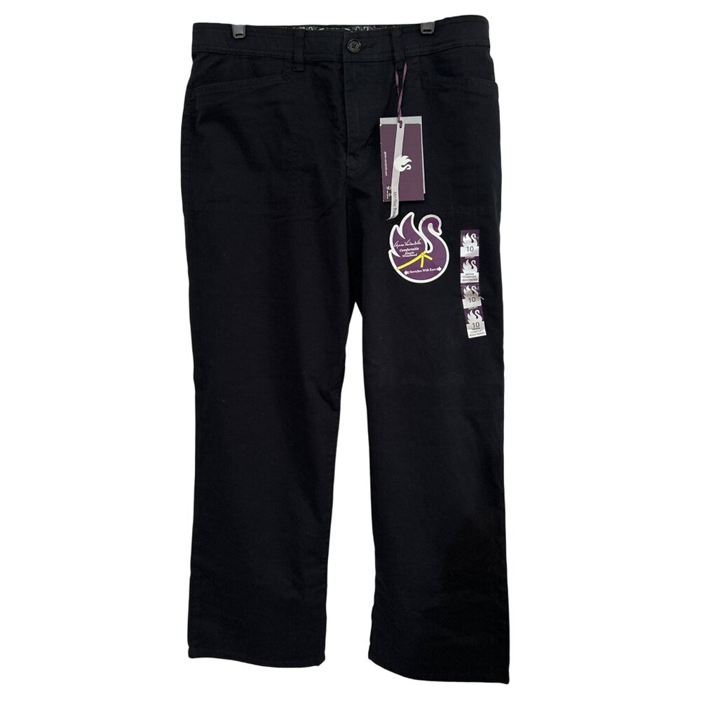 Gloria Vanderbilt Womens Black Cotton & Spandex Mid-Rise Trousers Size 10S